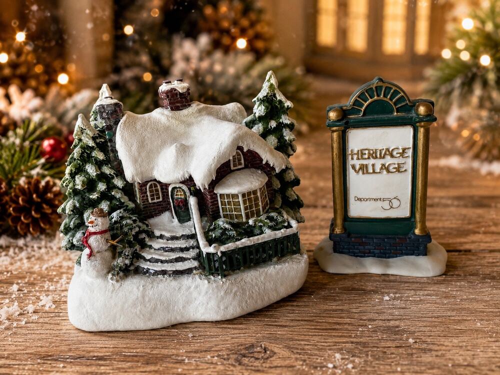 Thomas Kinkade Village Christmas lighted house ,Department 56 Heritage Village